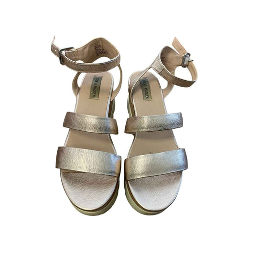 Steve Madden Gold Cork Platform Strap Sandal Sz 10
