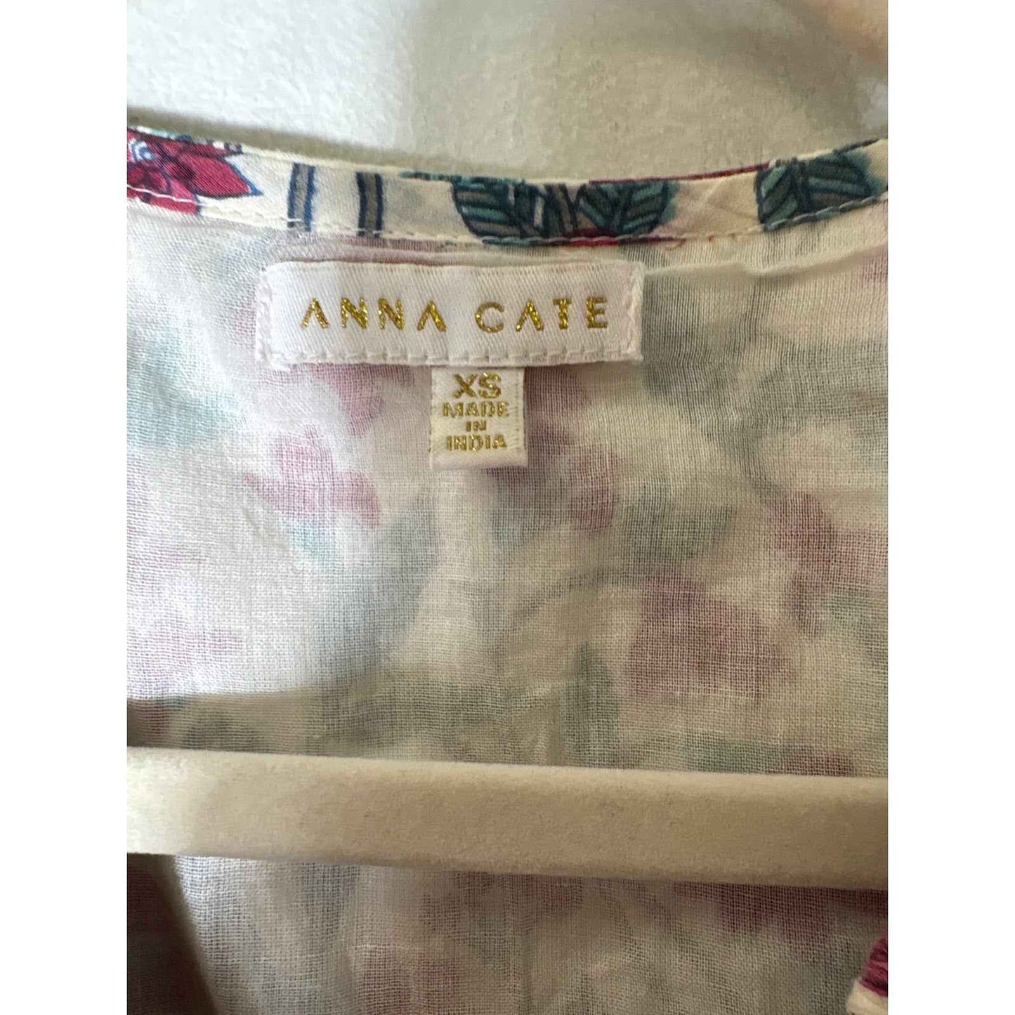 Anna Cate Cream Pink and Green Floral Tiered Maxi Dress Sz XS