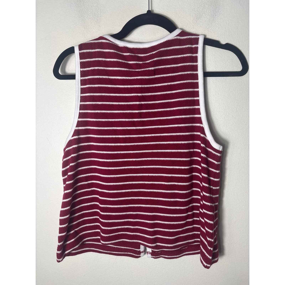NWT Loft Brick red and White Stripe Sleeve Top Sz S