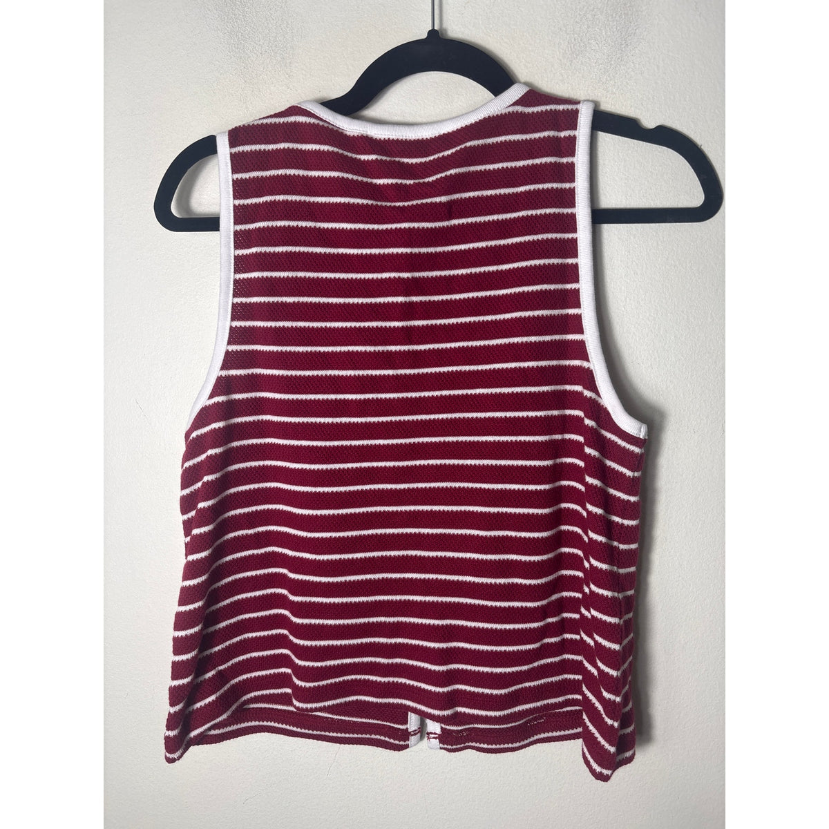 NWT Loft Brick red and White Stripe Sleeve Top Sz S