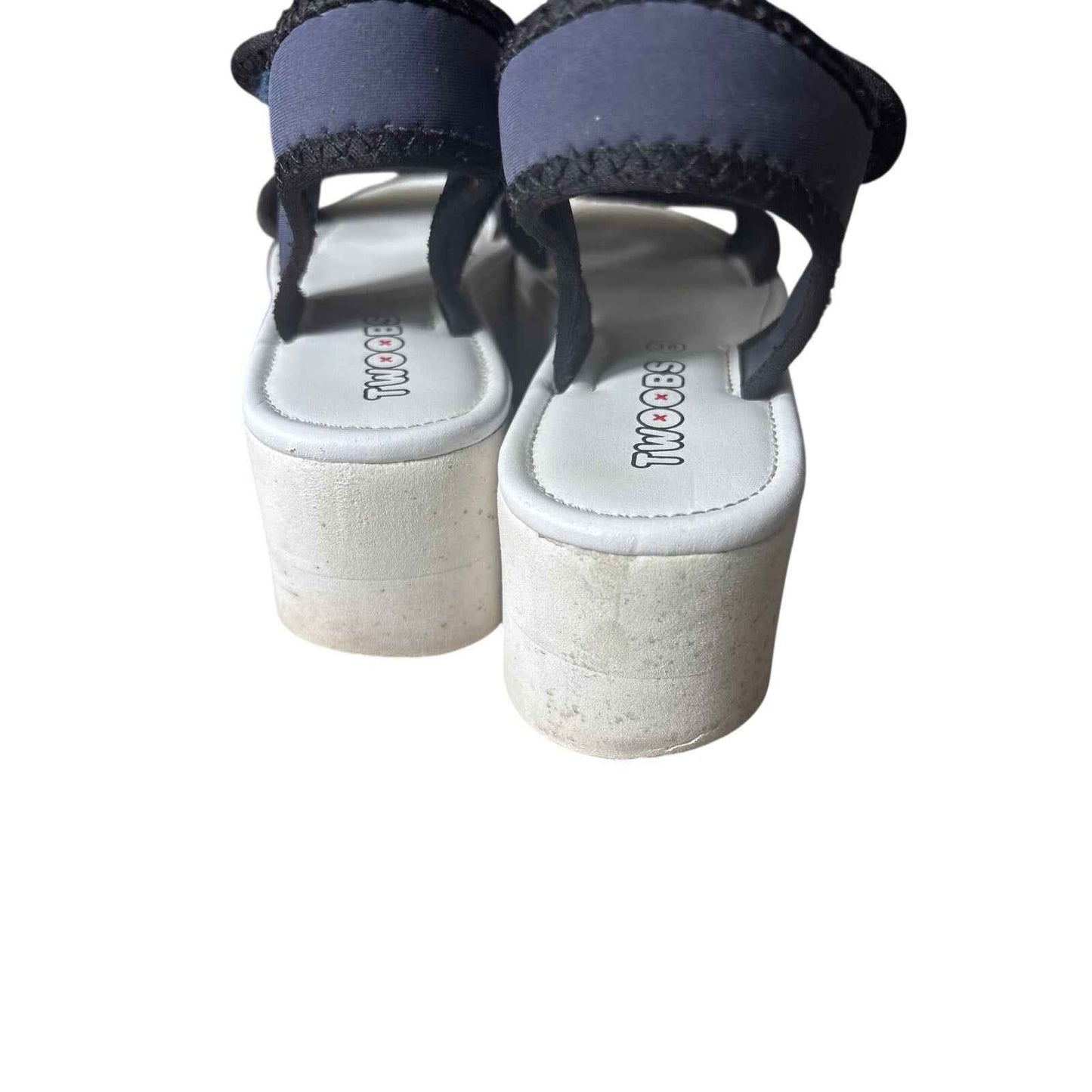 Twoobs Navy White Platform Sandals Sz 38