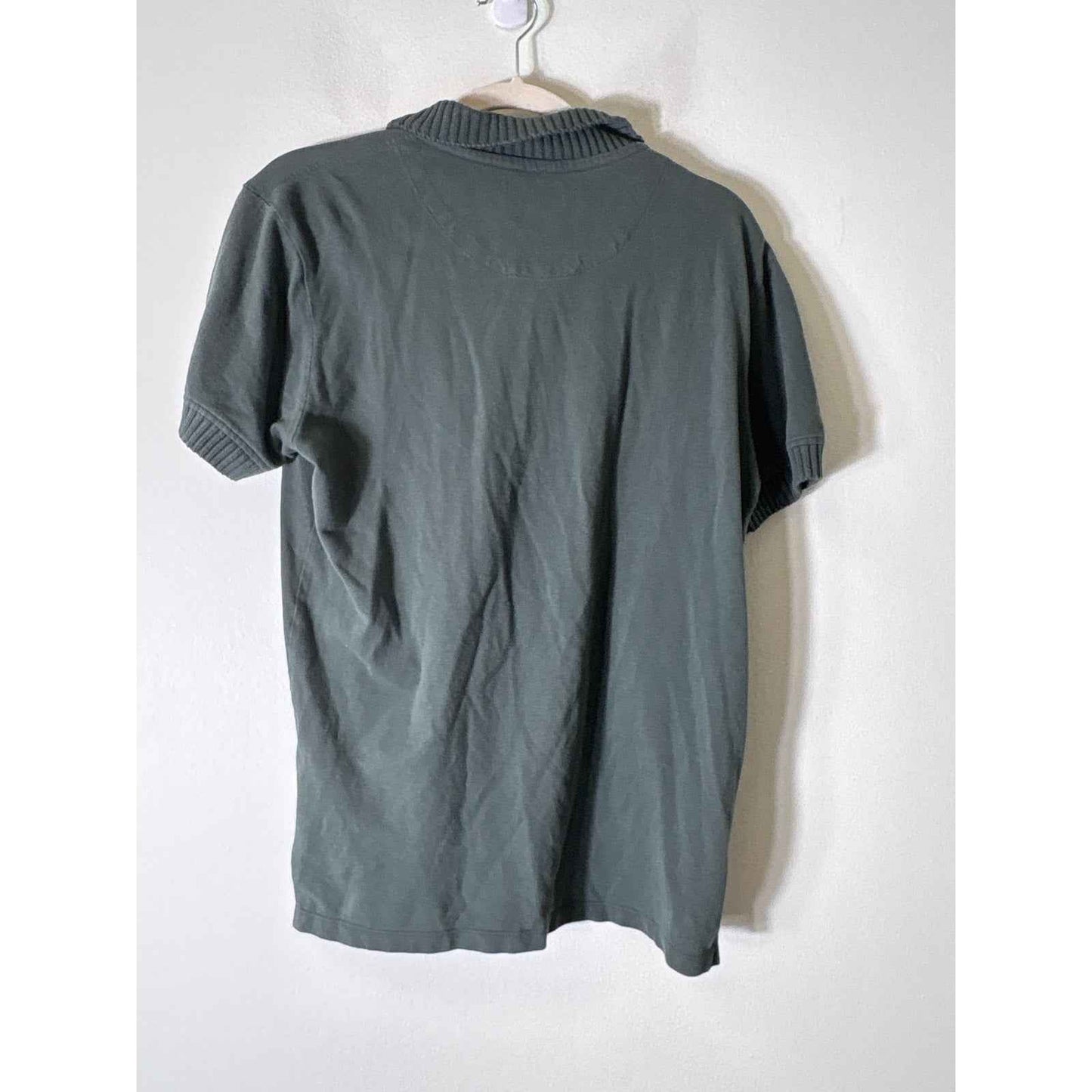 Mens Zara Green Sweater Collar Polo shirt Sz M
