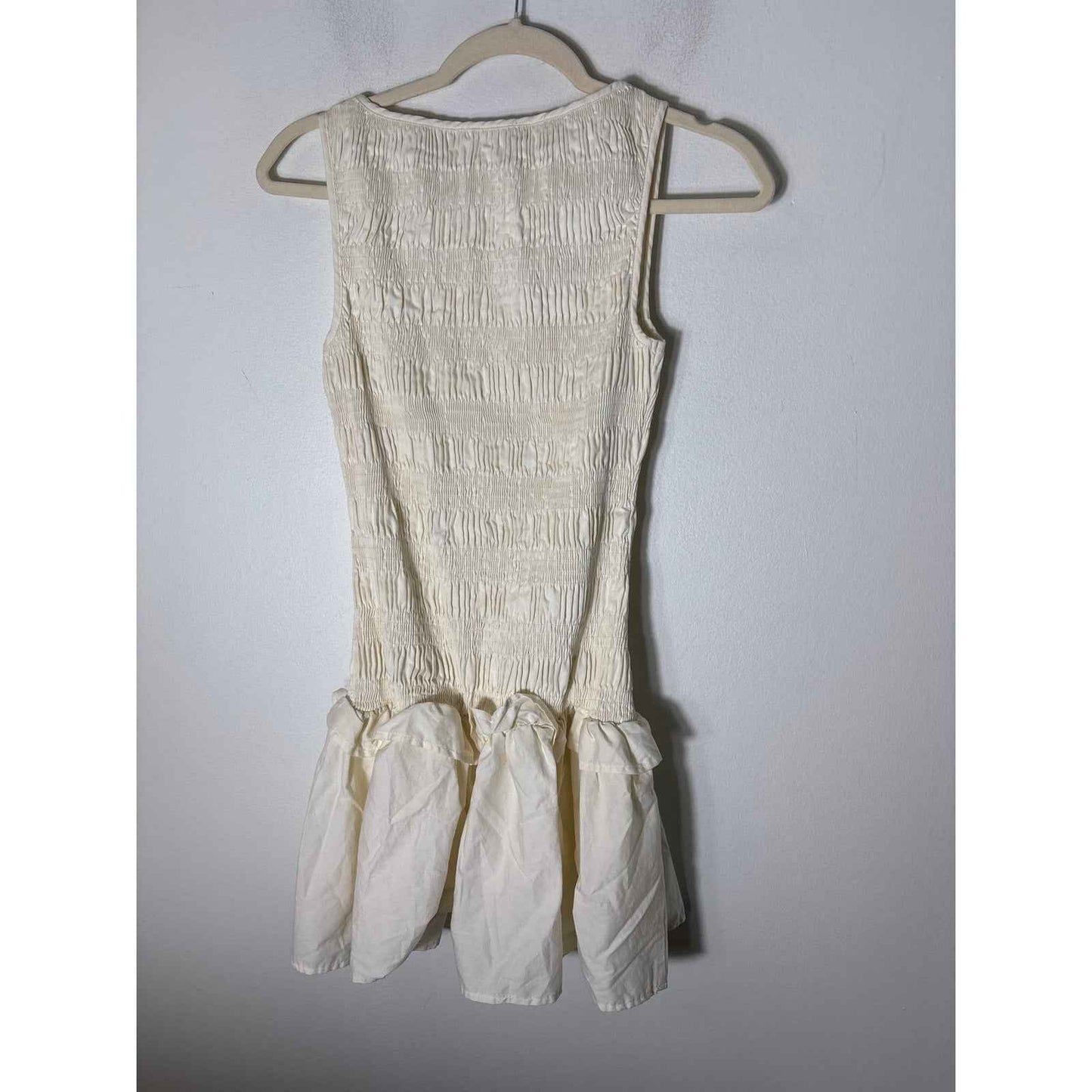 Peppermayo Off White Smocked Sleeveless Mini Dress Sz 4
