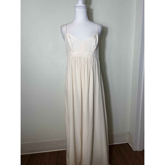 Amanda Uprichard Ivory Silk Spaghetti Strap Maxi Dress Sz L