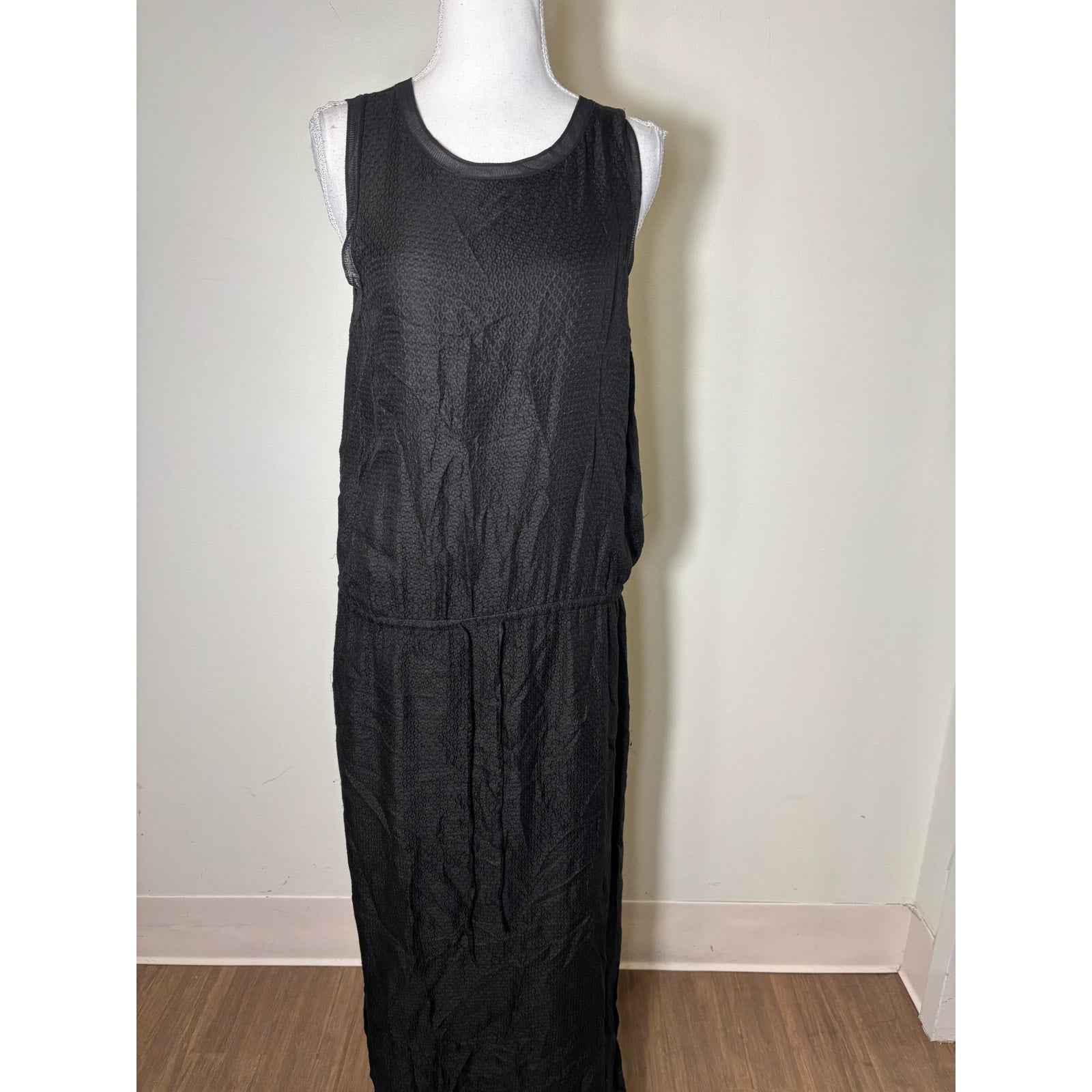 Vince Black Textured Sleeveless Maxi Dress Sz m
