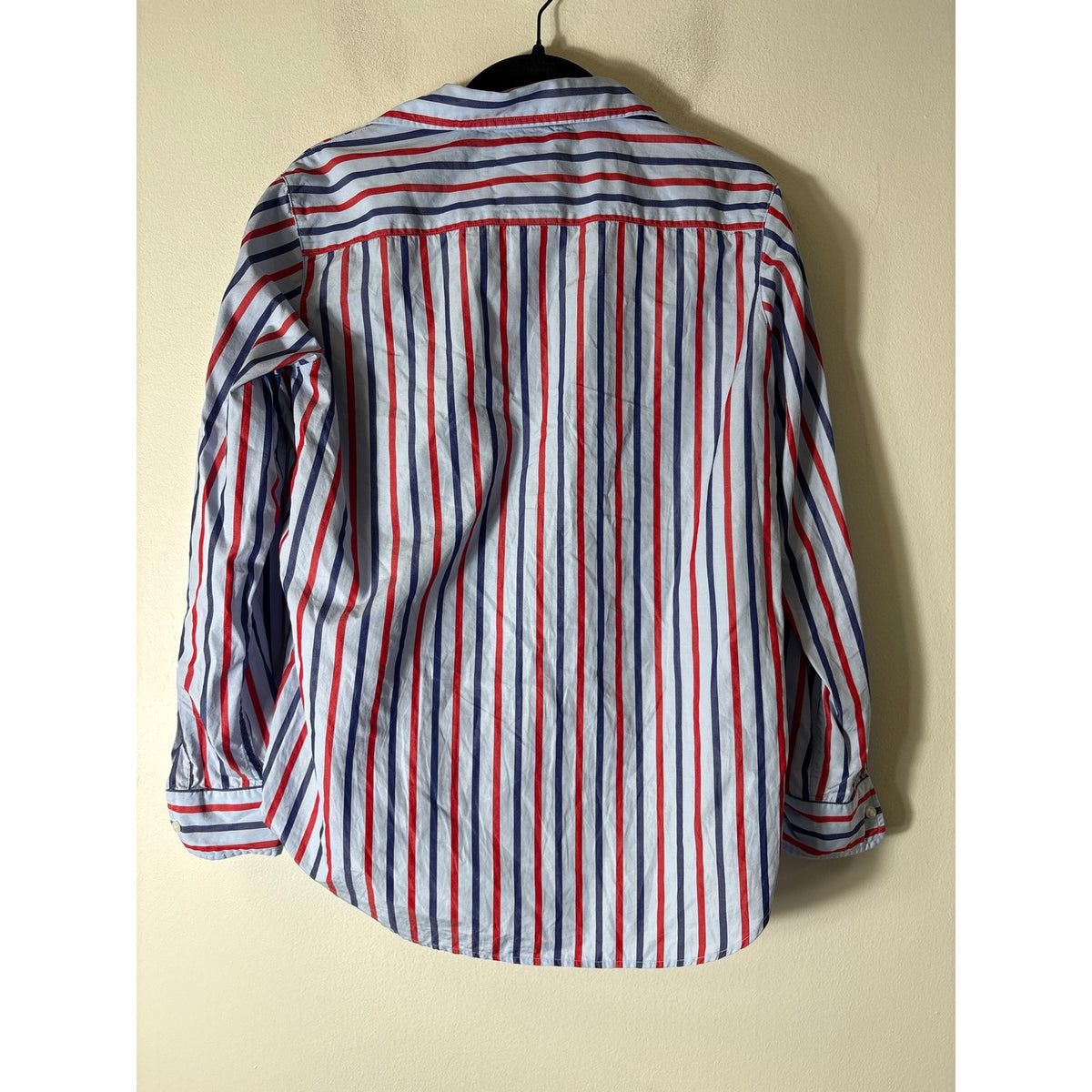 Frank & Eileen Light Blue Red Stripe Button Up Shirt Sz XS
