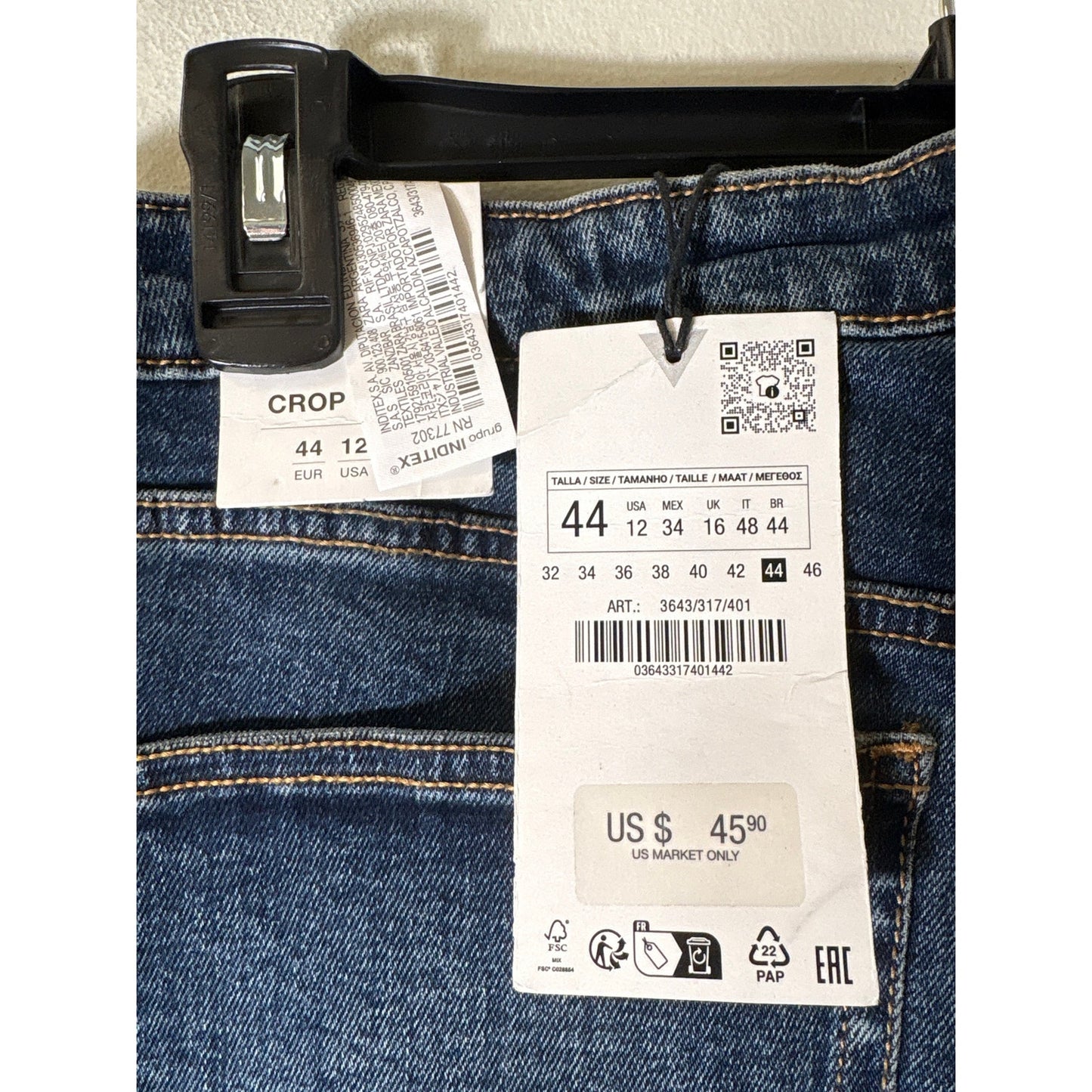 NWT Zara Mid Rise Cropped Sz 44