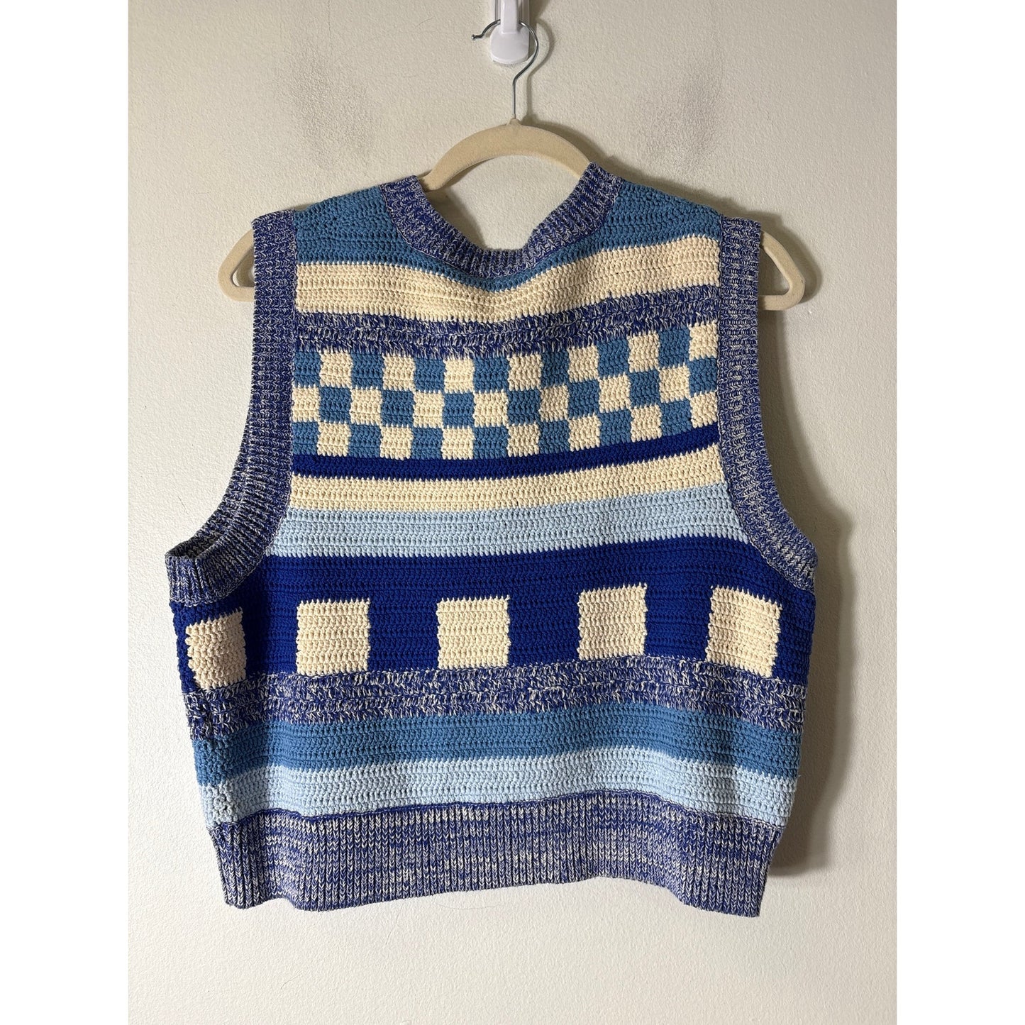 Baum Und Pferdgarten Blue Sleeveless Cotton Knit Sweater Sz L