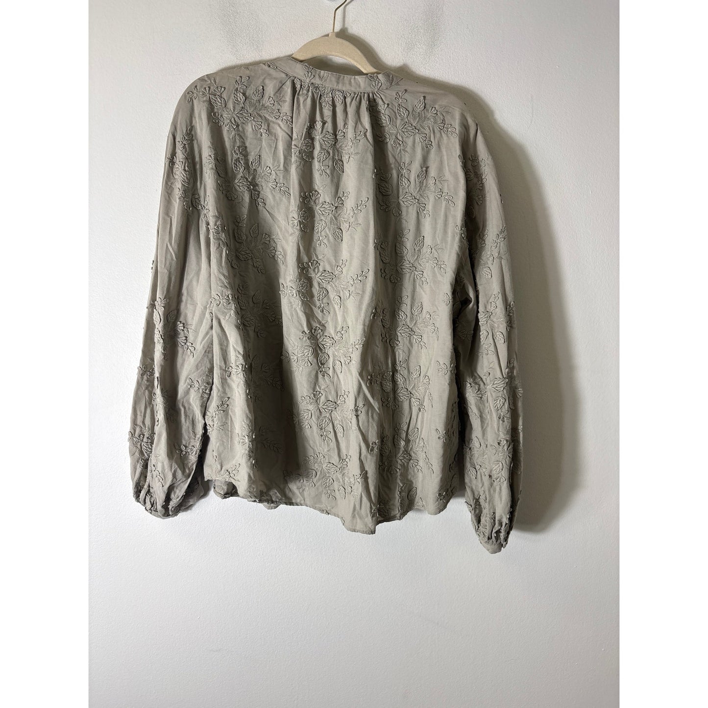 Paris Atelier & Other Stories Sage Applique Long Sleeve Top Sz 12