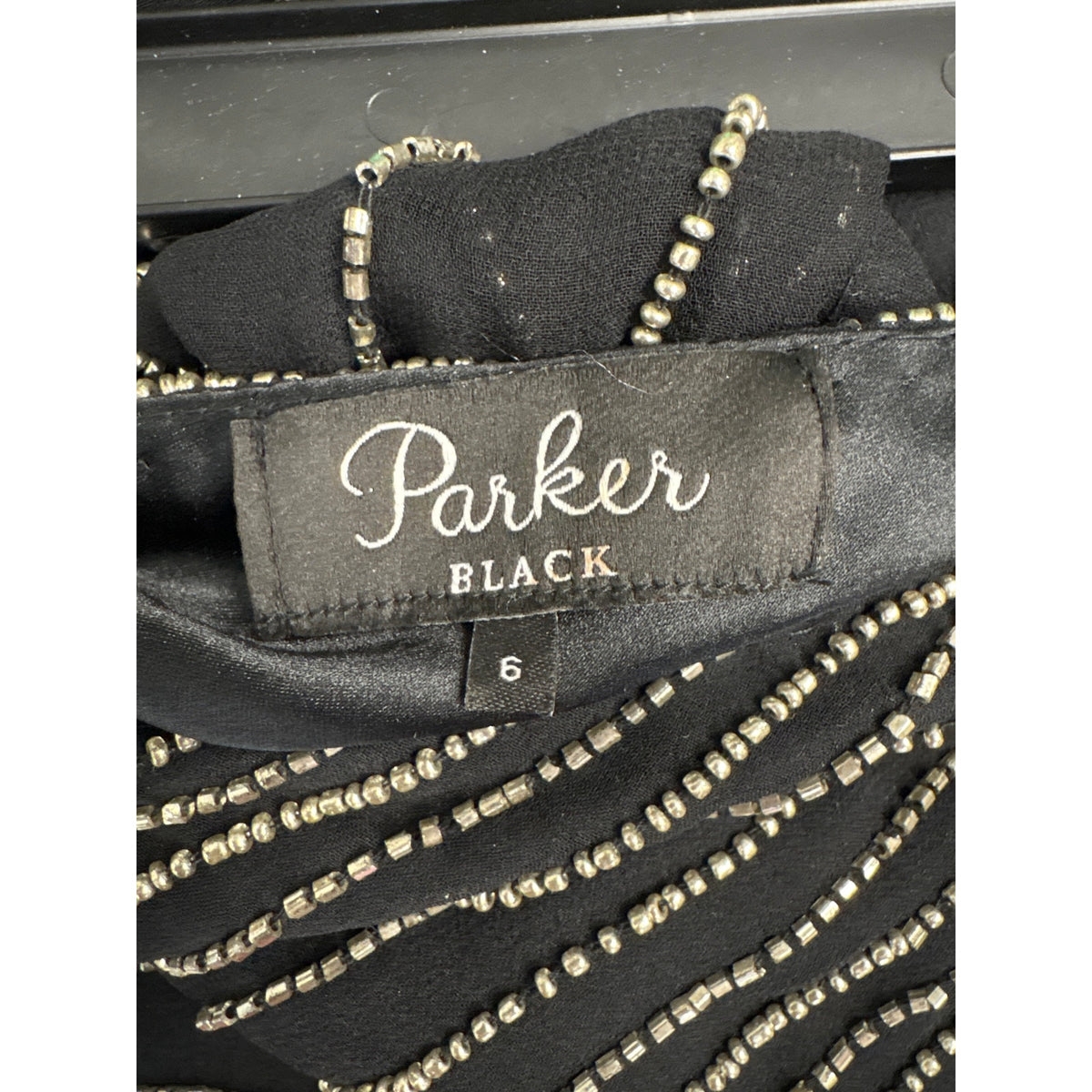 Parker Black and Silver Beaded Special Occasion Poncho Sz 6