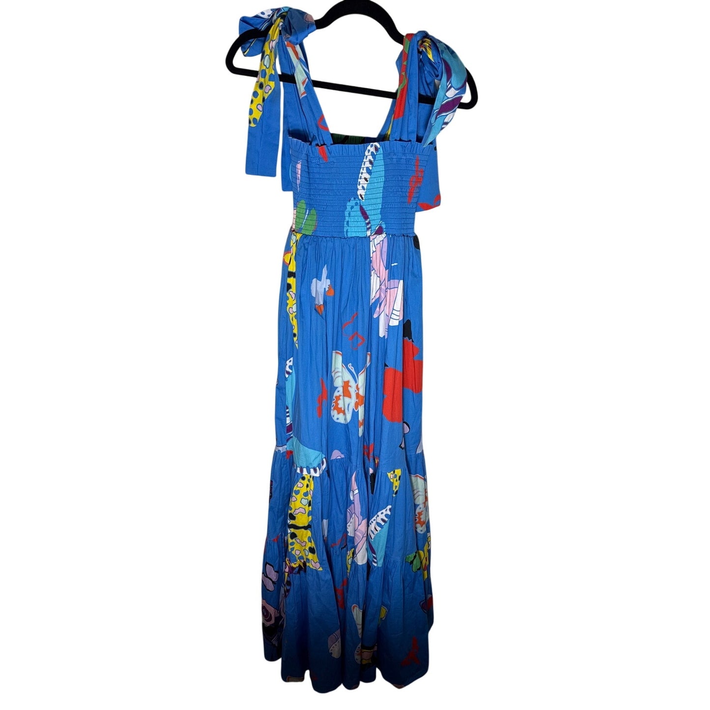 Sheridan French Blue Butterfly Tie Shoulder Maxi Dress Sz S