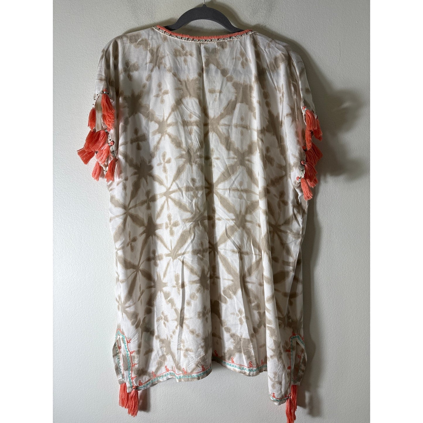 Skeno Tan Tie Dye Beach Embellished Cover Up Sz S