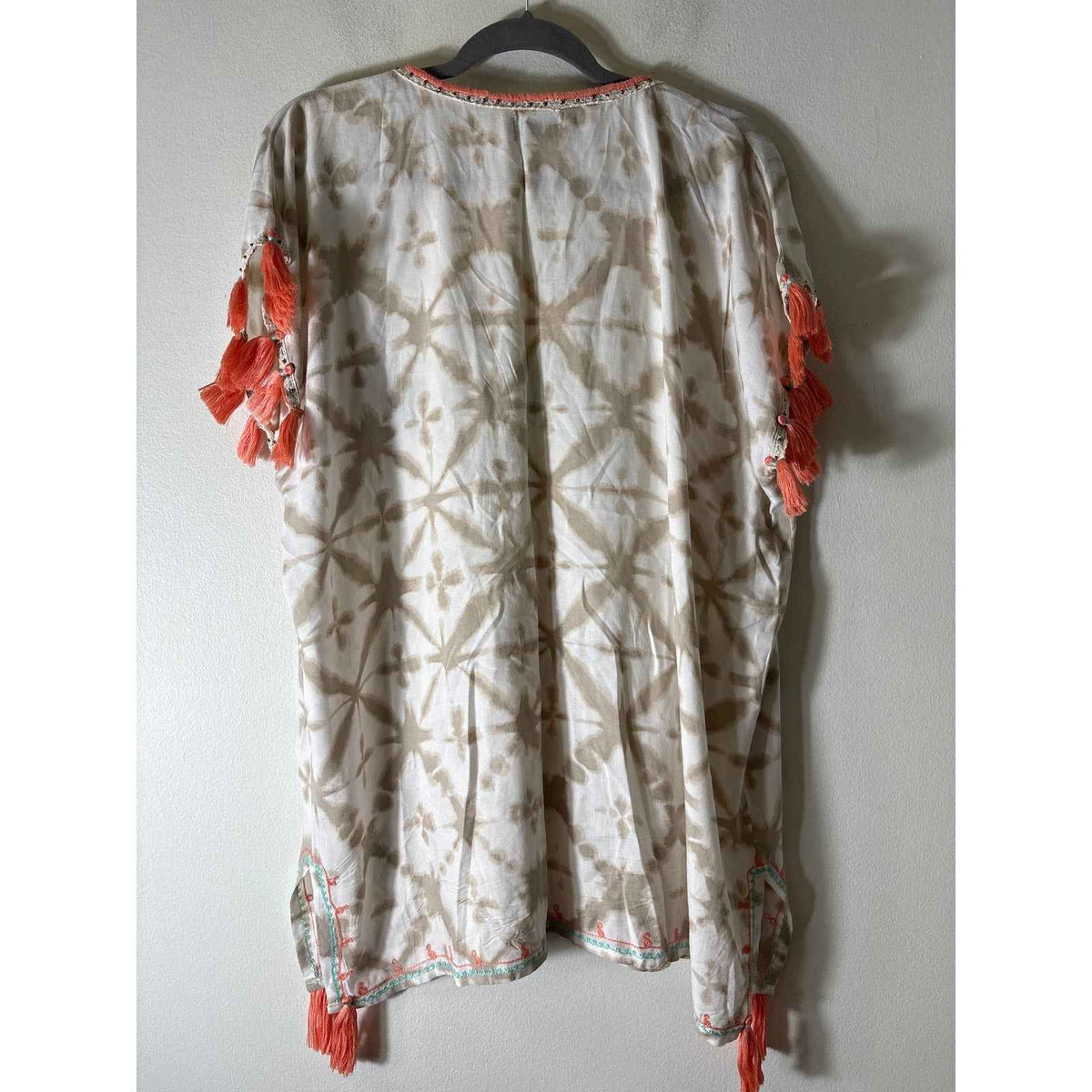 Skeno Tan Tie Dye Beach Embellished Cover Up Sz S