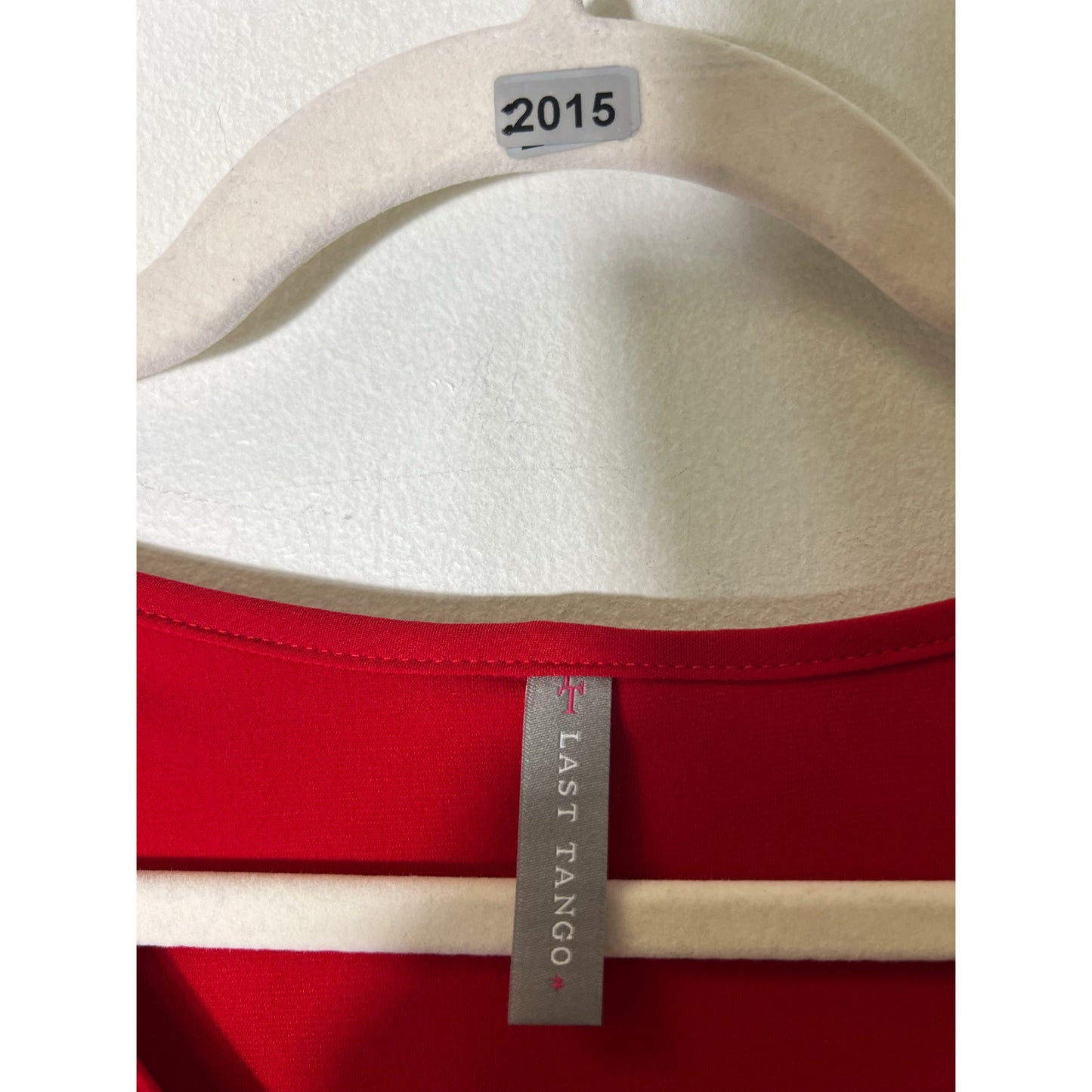 Last Tango Red V Neck Half Sleeve Overlay Knee Length Dress Sz Medium