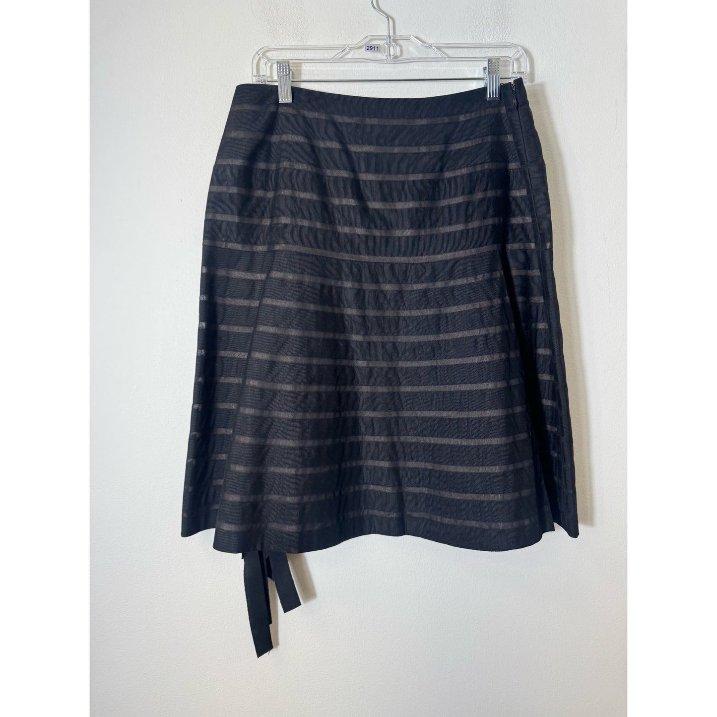 Per Se Black Striped Fringe Back Skirt Sz 10