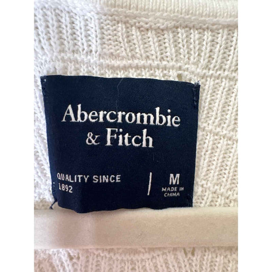 Mens Abercrombie & Fitch Cream Button Up Knit Sweater Top Sz M