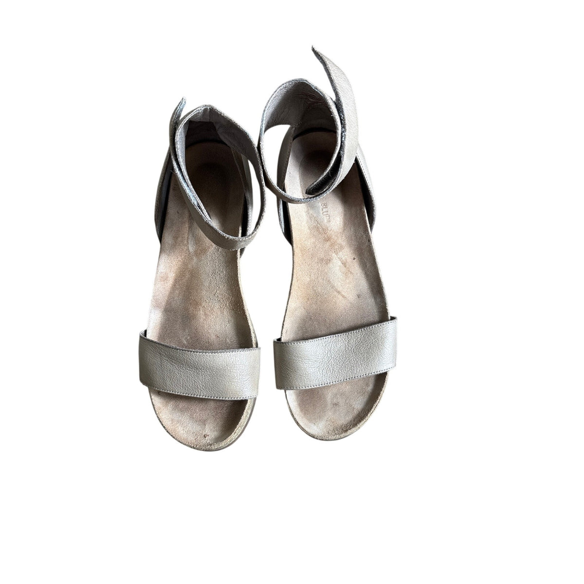 Chocolat Blue Brown Ankle Strap Flat Sandals Sz 38 (7.5)