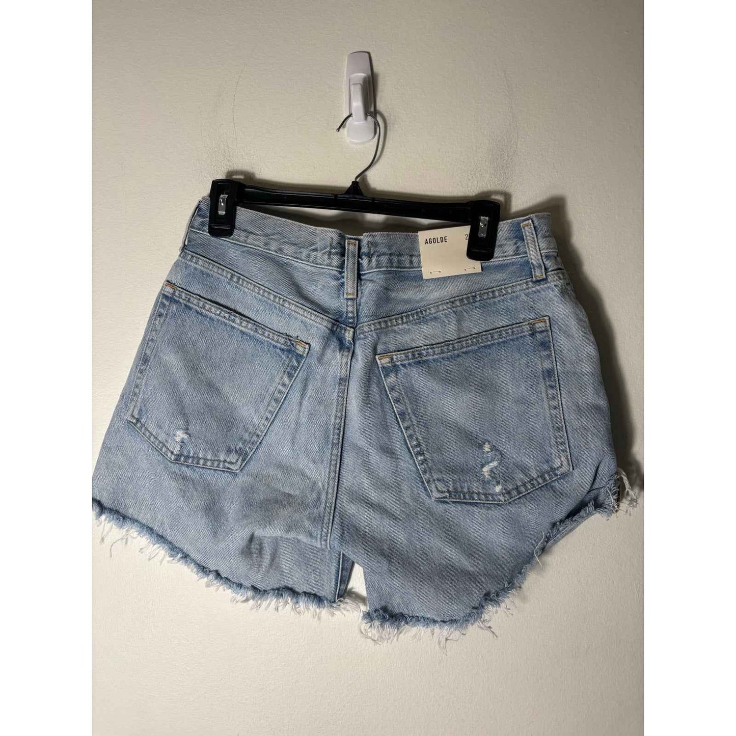 NWT Agolde Light Wash Blue "Parker Long Short" Cutt Off Shorts Sz 29