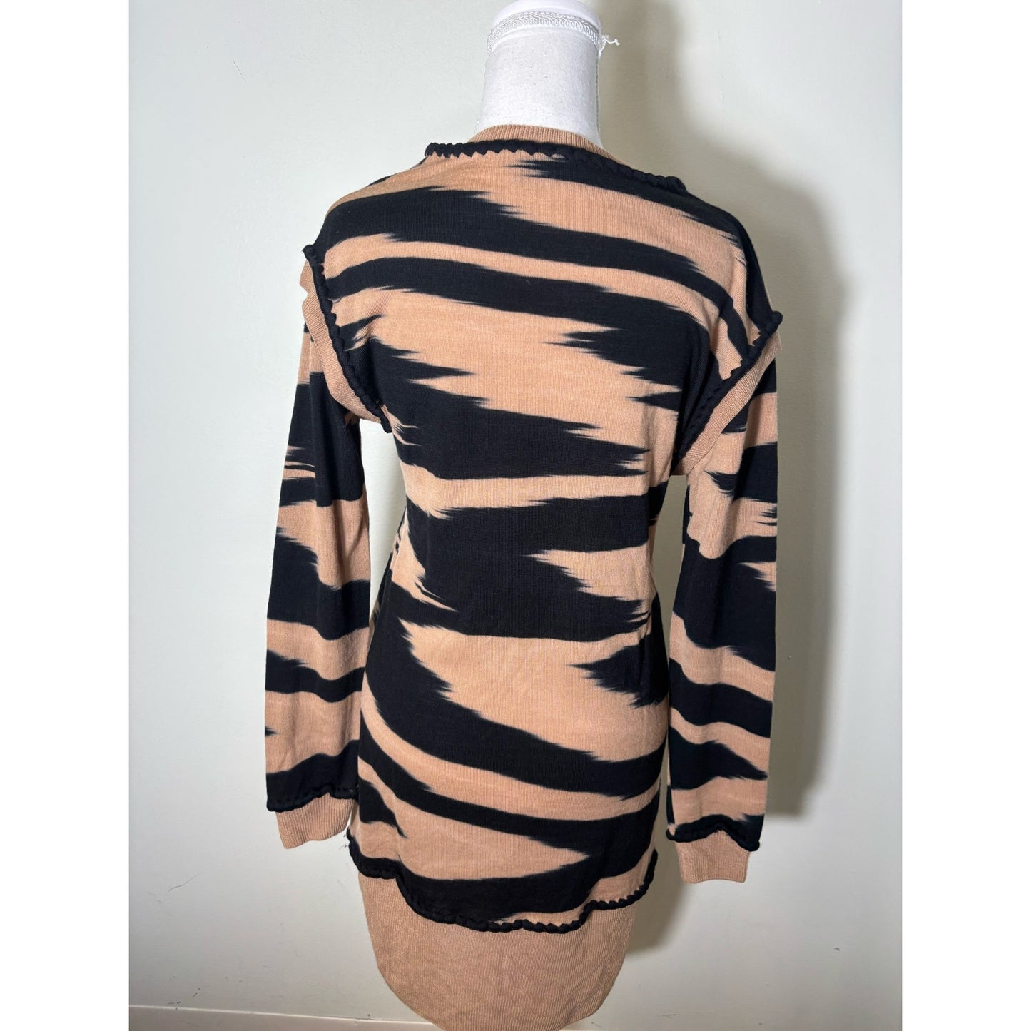Missoni Black/Tan V NEck Pullover Sweater Dress Sz 40
