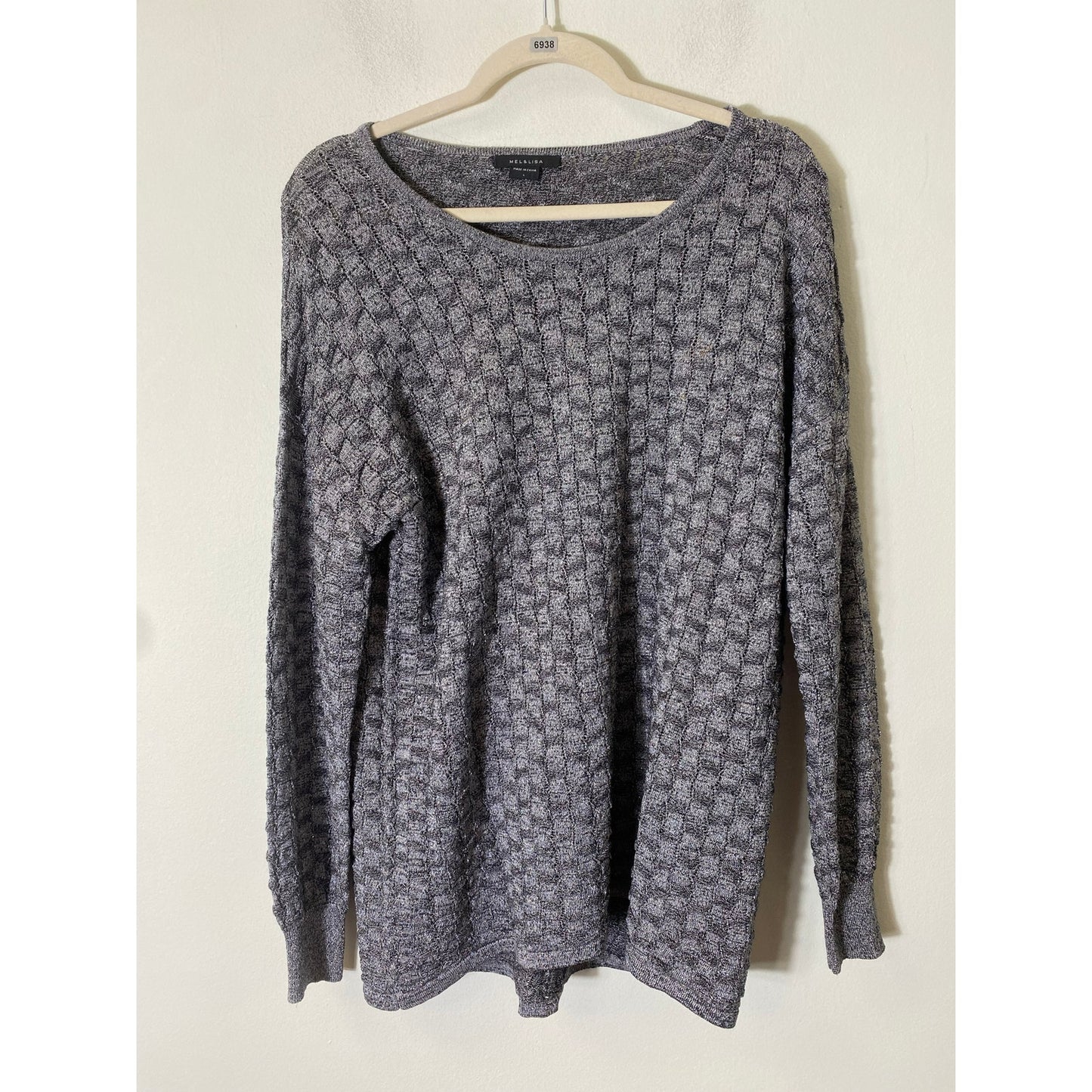 Mel & Lisa Silver Metallic Sweater Sz L