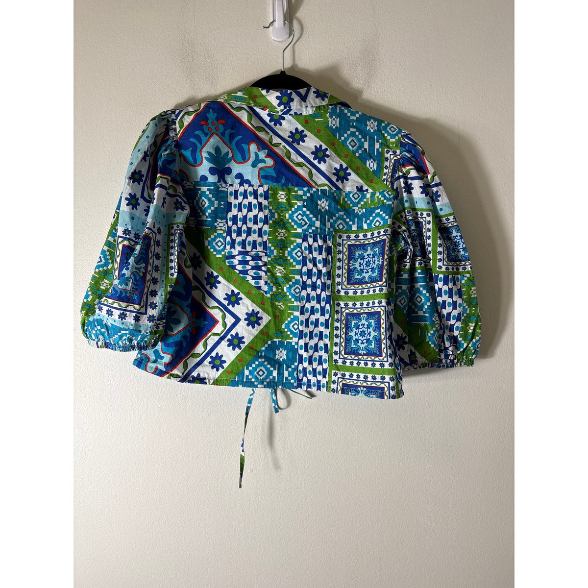 Olivia James Blue Green Long Sleeve Button Up Cotton Shirt Sz S