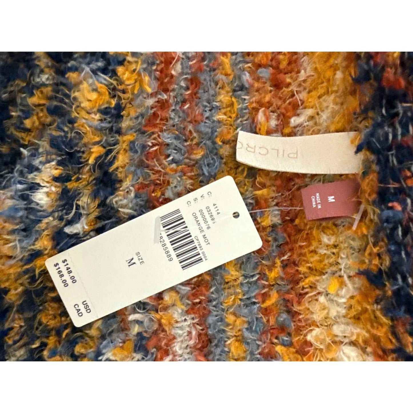 NWT Pilcro Anthropolgie Orange Sleeveless Open Front Cardigan Sz M