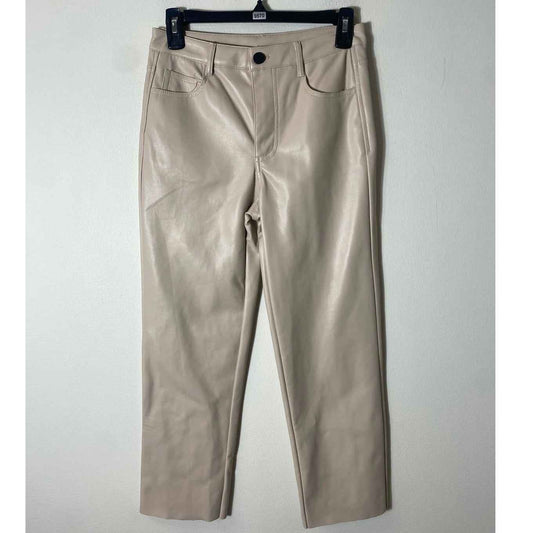 Fab'rik Tan Faux Leather Cropped Pants Sz S