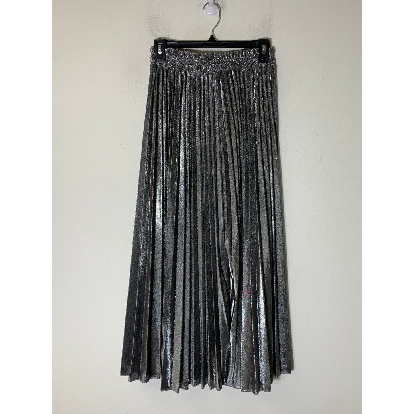 NWT K. McCarthy Silver High Waist Swing Skirt Sz L
