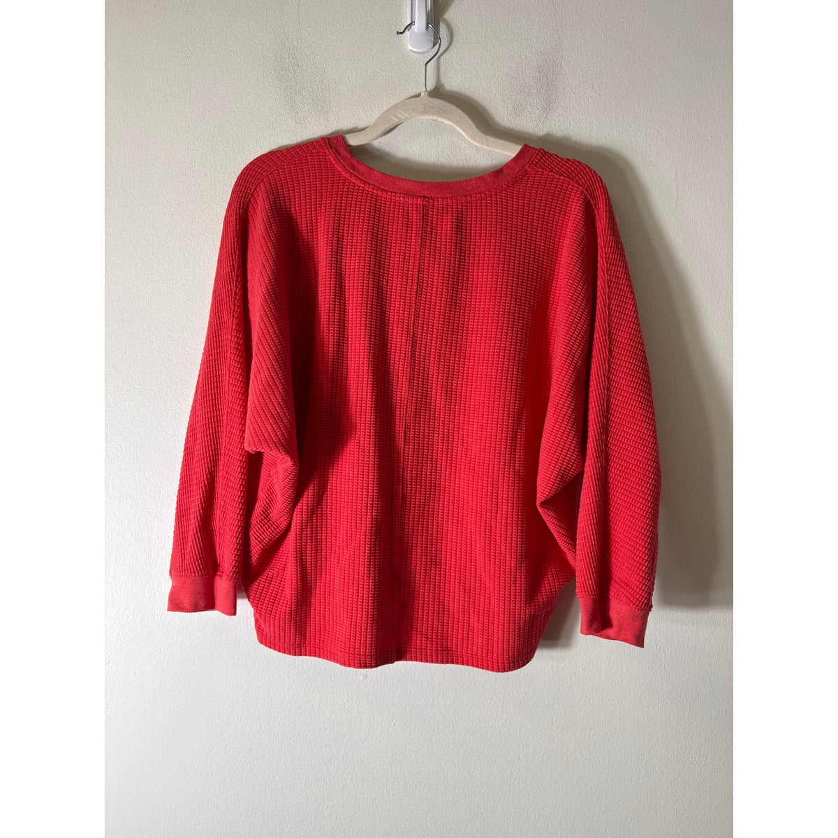 Lilla P Orange Waffle Knit Long Sleeve Tee Sz S