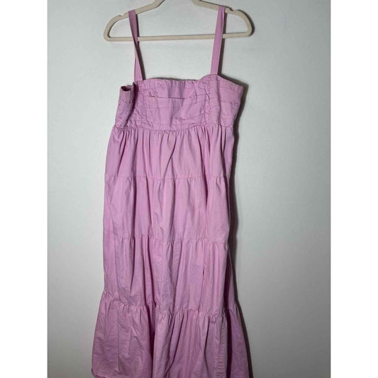 Zara Pink Cotton Tiered Summer Maxi Dress Sz XL
