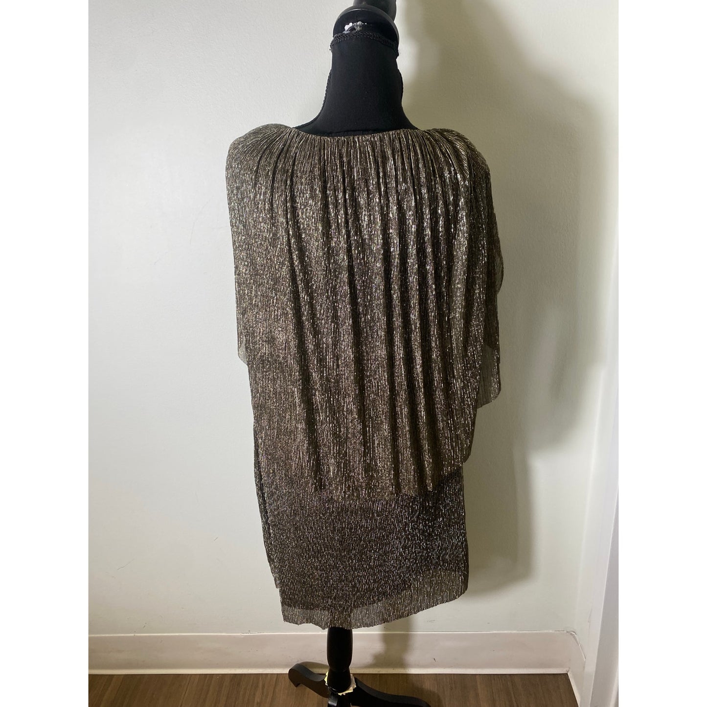 Trina Turk Gold Cocktail Cape Dress Sz 4
