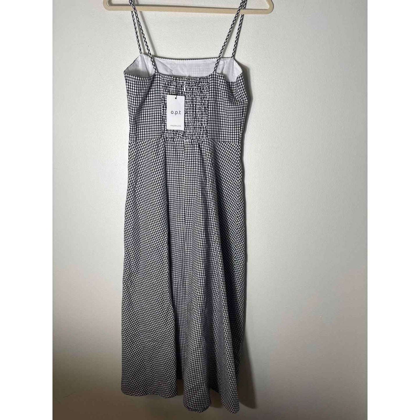 NWT O.T.P. Black and White Checked Linen Cotton Blend Maxi Dress Sz 6