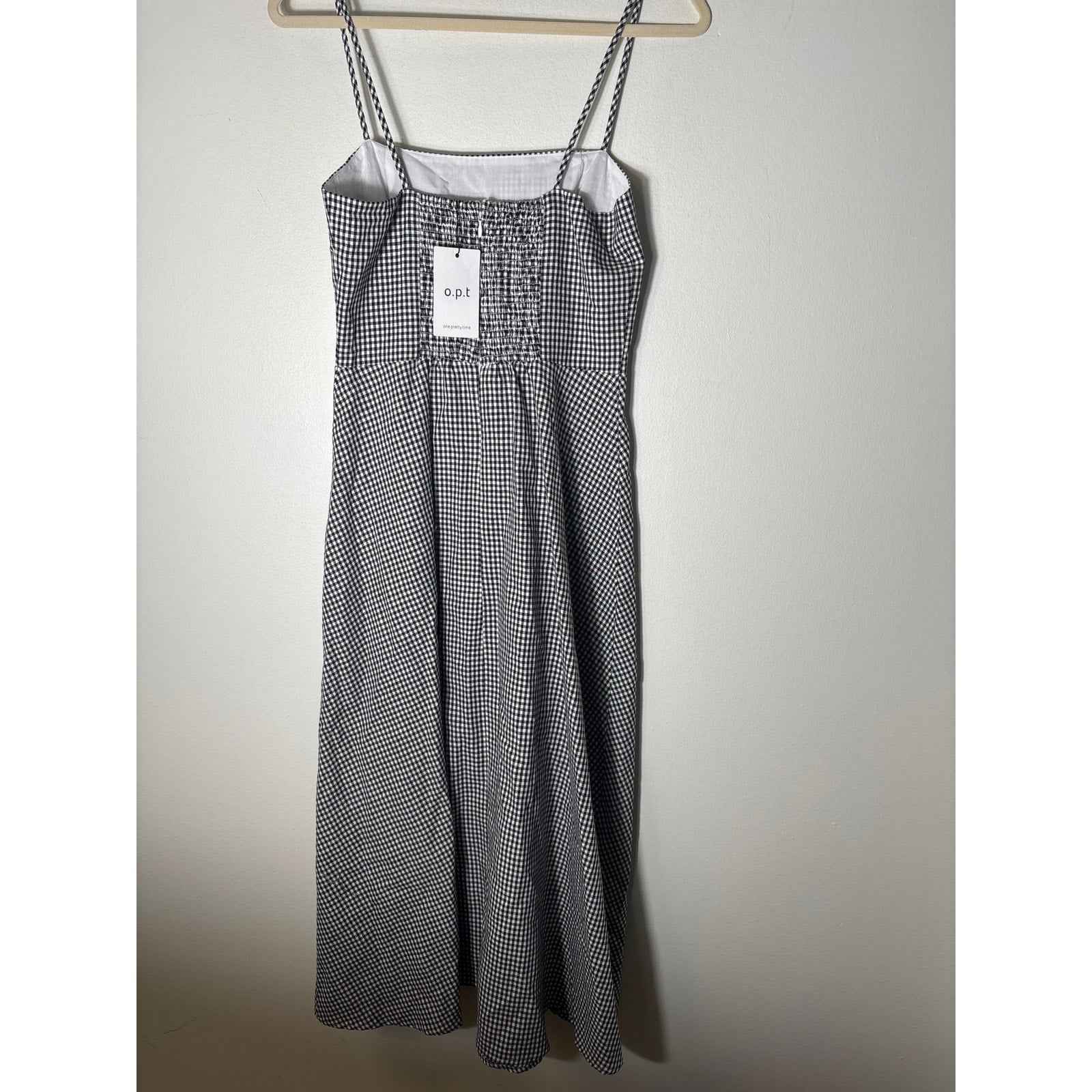 NWT O.T.P. Black and White Checked Linen Cotton Blend Maxi Dress Sz 6