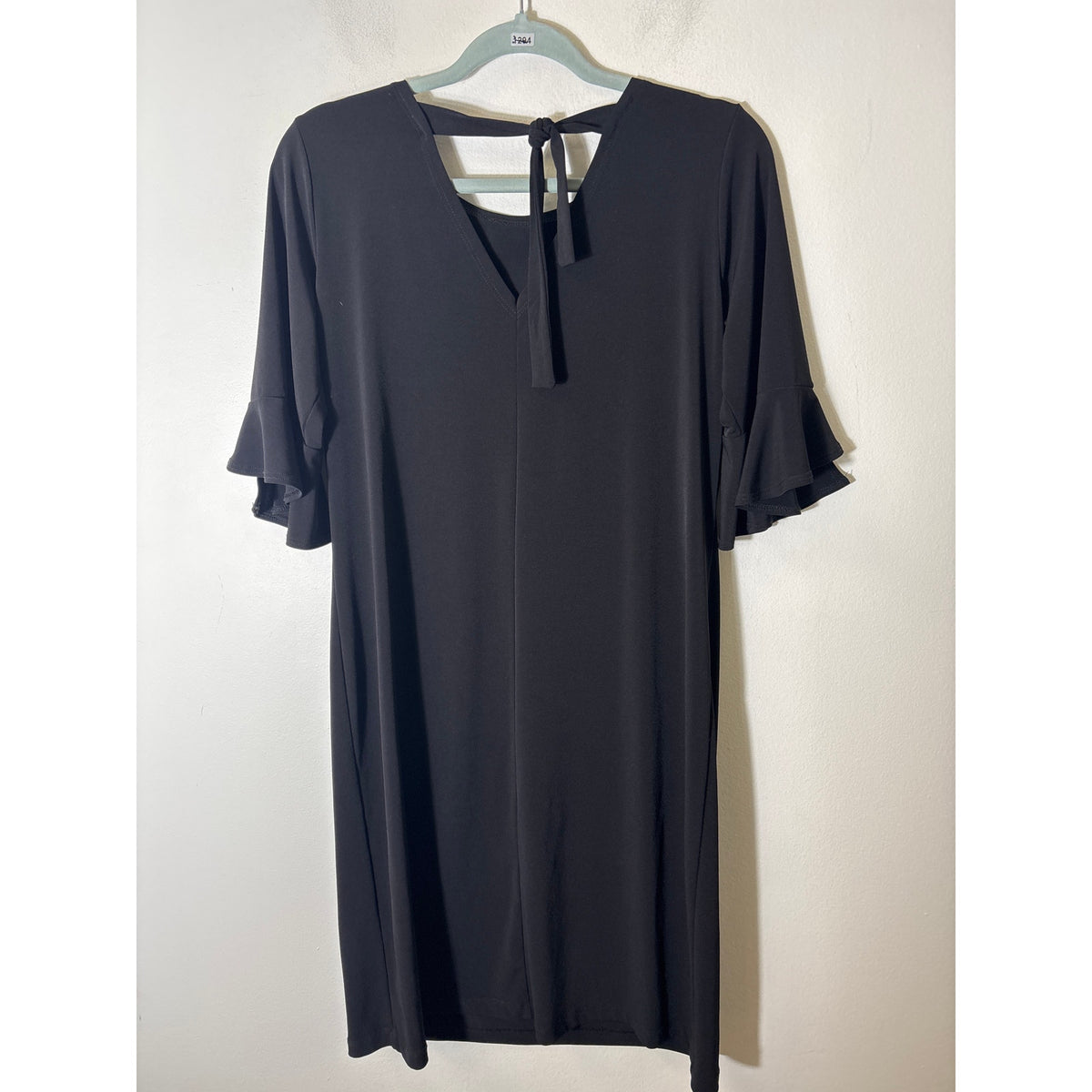 Clara Sun Woo Black Half Sleeve Midi Shift Dress Sz S