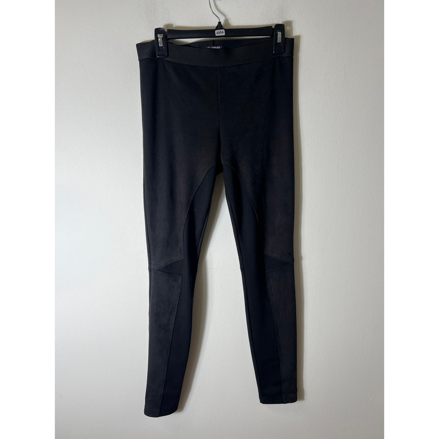 Womens David Lerner Black Stretchy Mixed Media Suede Pants Sz L
