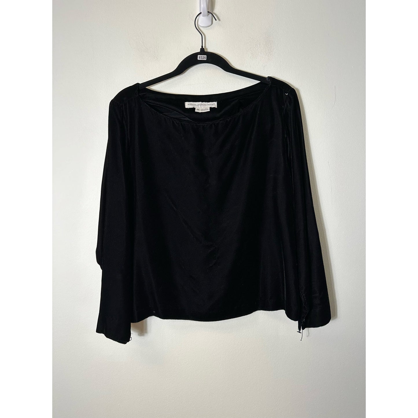 Allen Allen USA Black Velvet Long Sleeve Shirt Sz S