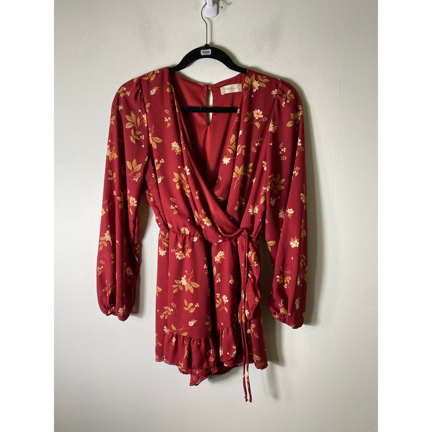 Altar'd State Dark Red Long Sleeve Mini Wrap Dress Sz S