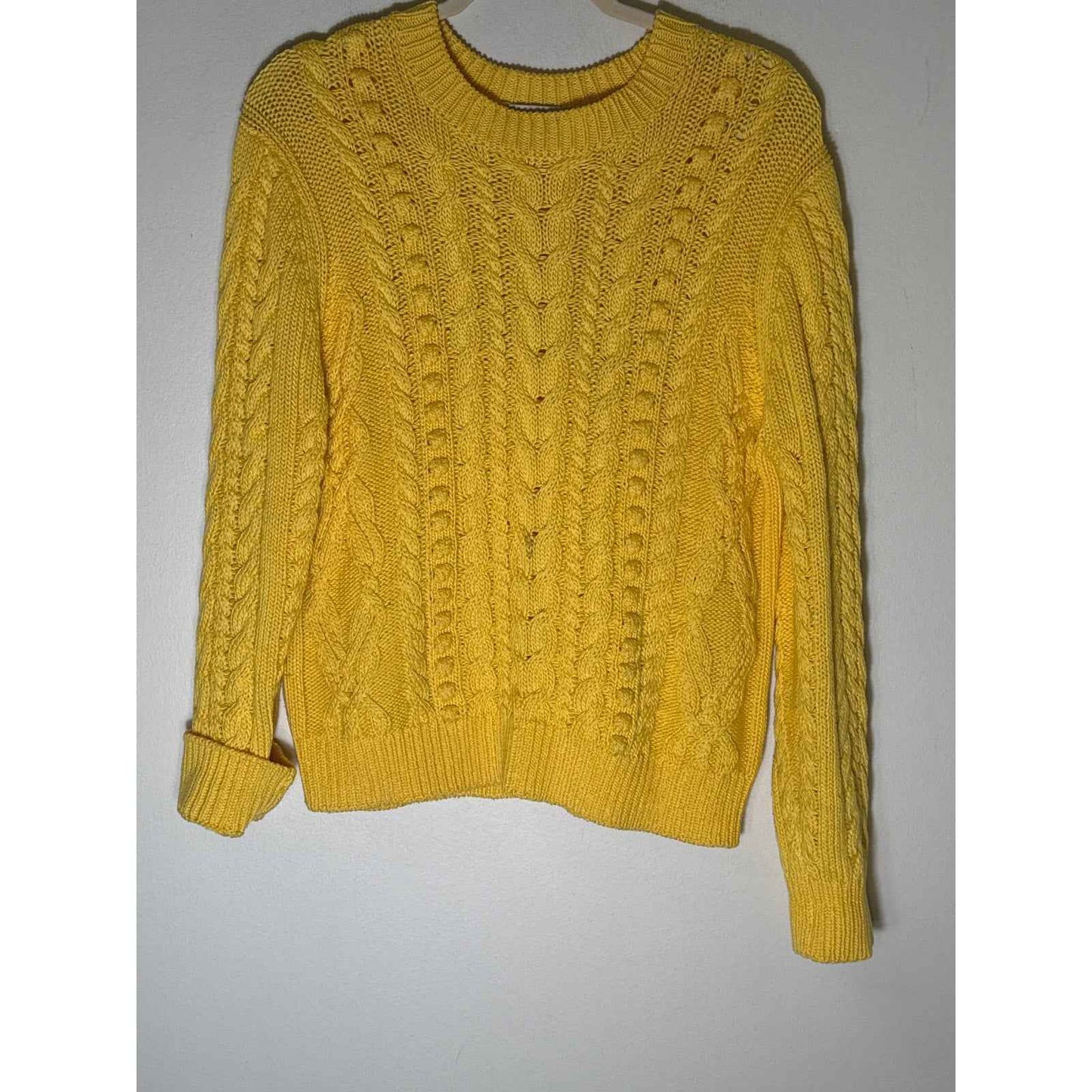 Pearl by Lela Rose Yellow Cable Pullover Sweater Sz S