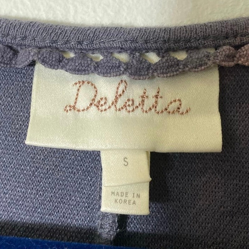 Deletta Charcoal Gray Crew Neck Sleeveless Flowy Tank Sz S