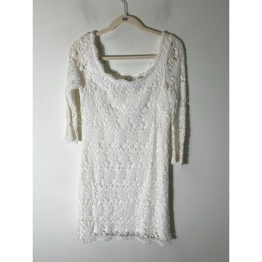 White House Black Market White Long Sleeve knee Length Dress Sz 6