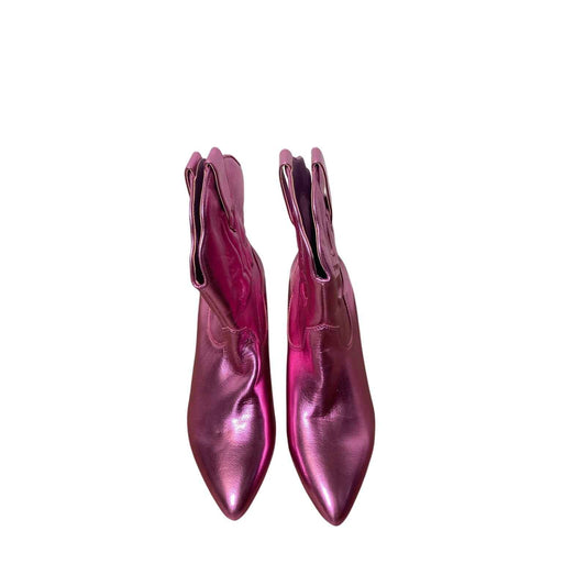 New w/o Box Katy Perry Metallic Pink Cowboy Bootie Heels sz 6