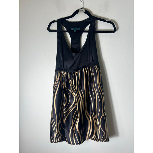 Sally Tseng Black Gold Racerback Bubble Mini Dress Sz S