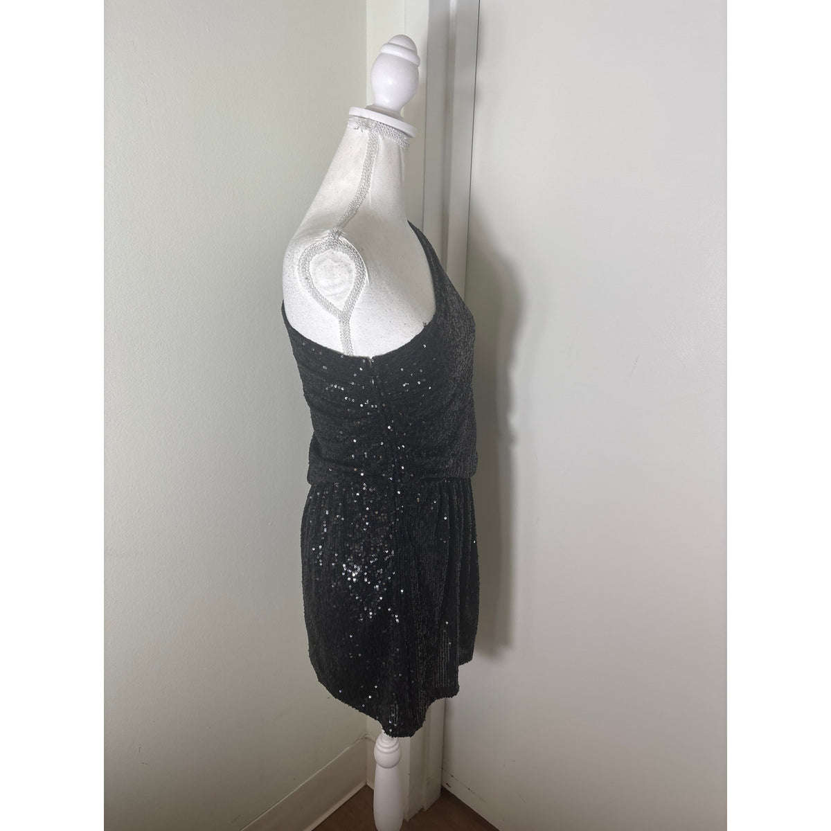 Karlie One Shoulder Black Sequin Cocktail Dress Sz L
