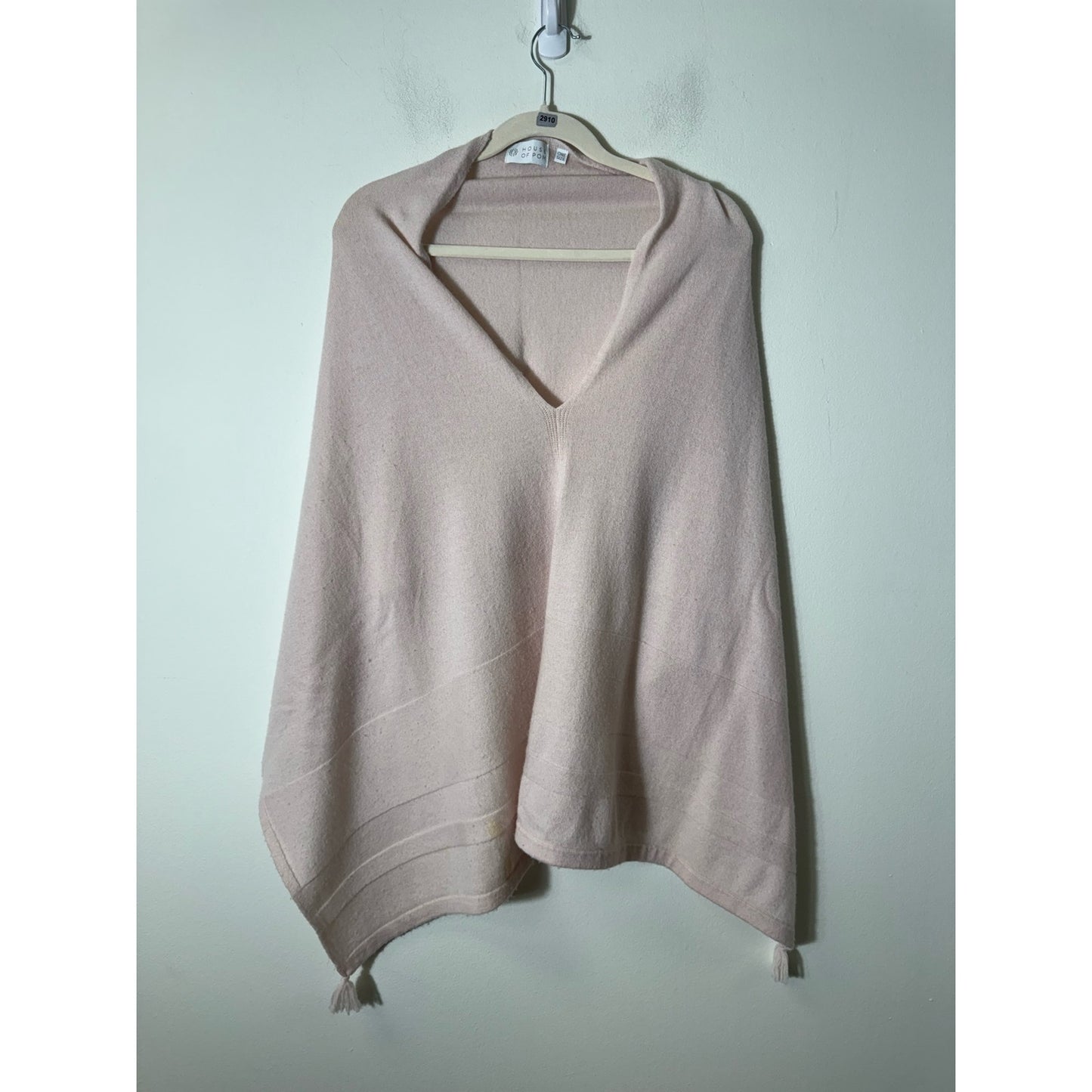 House of Pom Beige Poncho Sweater OSFA