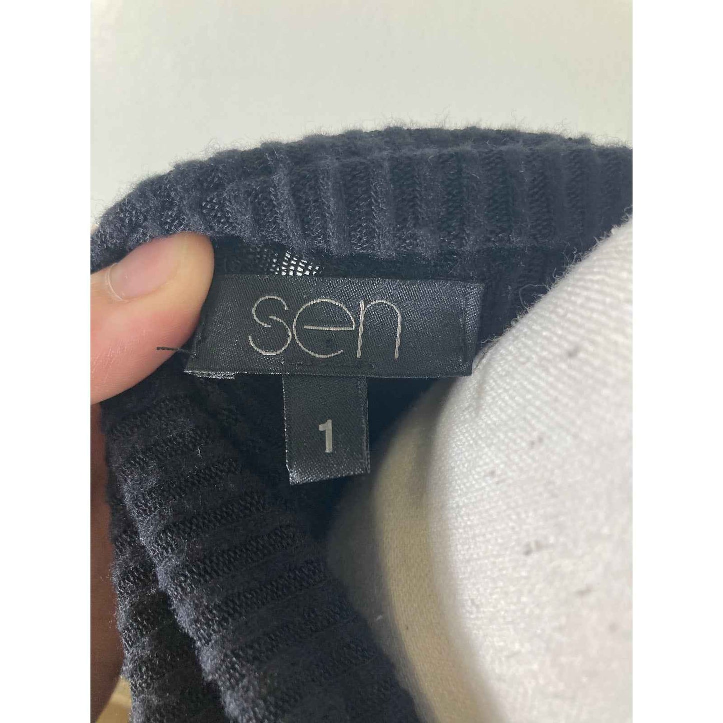 Sen Black Ribbed Cardigan Sz 1 (Xs/S)