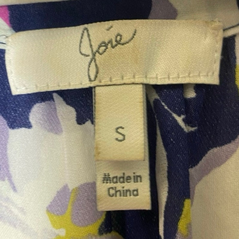 Joie Blue Long Sleeve V-Neck Silk Tunic Sz S
