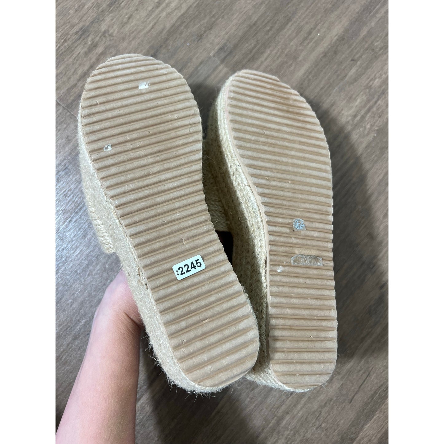 Nio Nio Rafia Stacked Platform Beige Sandal Sz 10