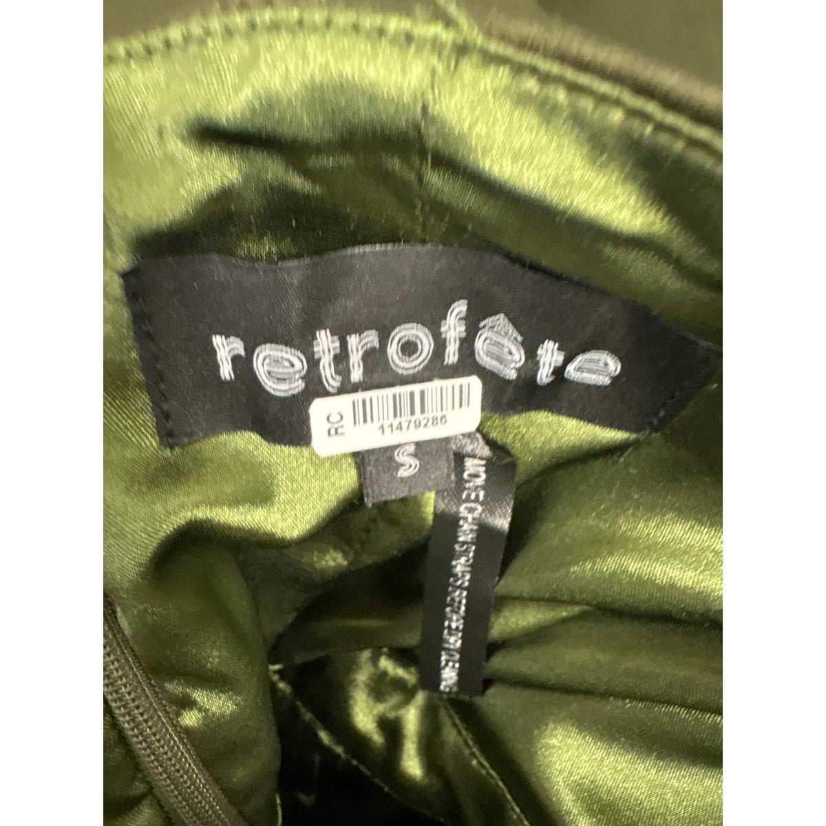 Retrofete Dark Green Strapless Mini Dress Sz S
