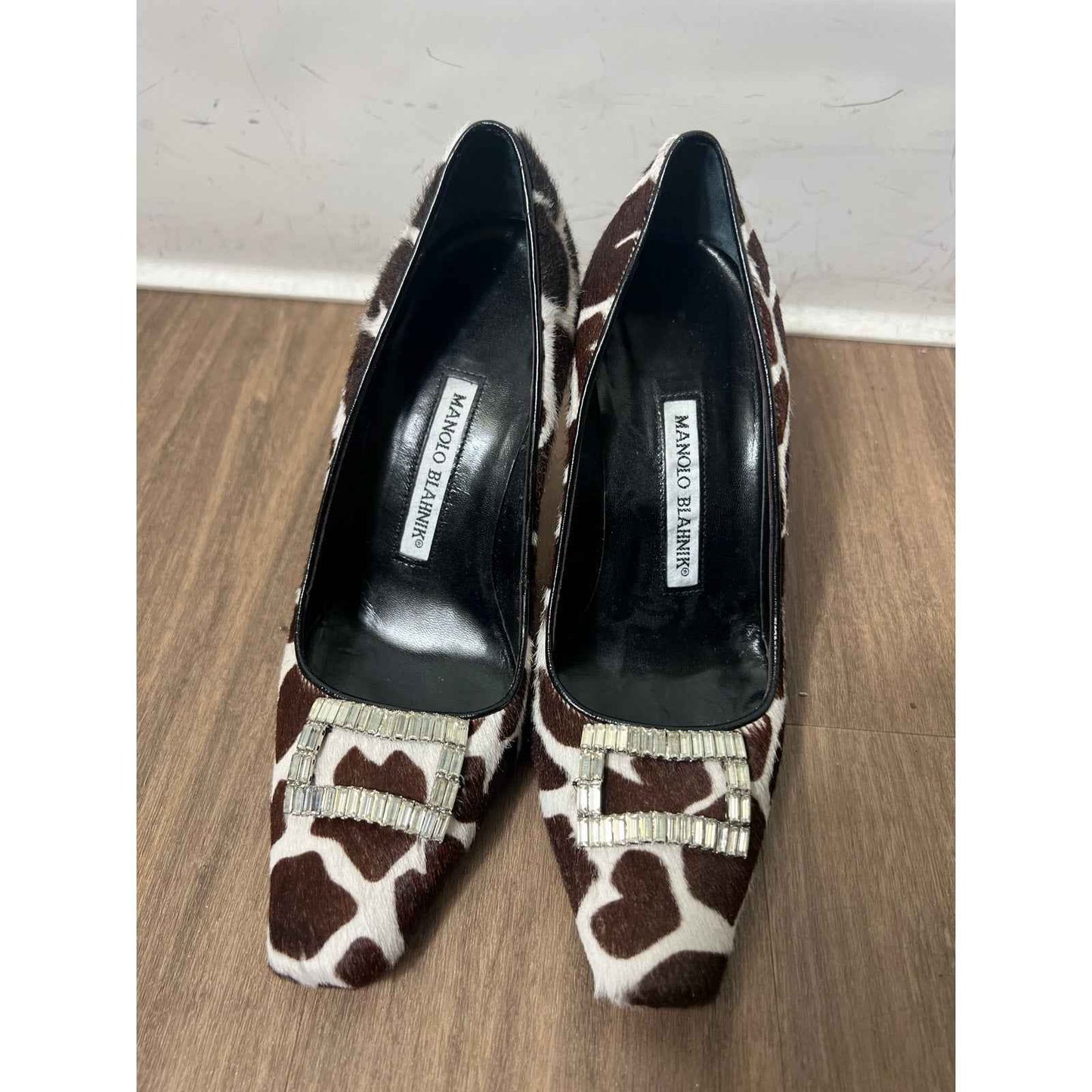 Manolo Blahnik Ponyhair Animal Print Heels Sz 36.5