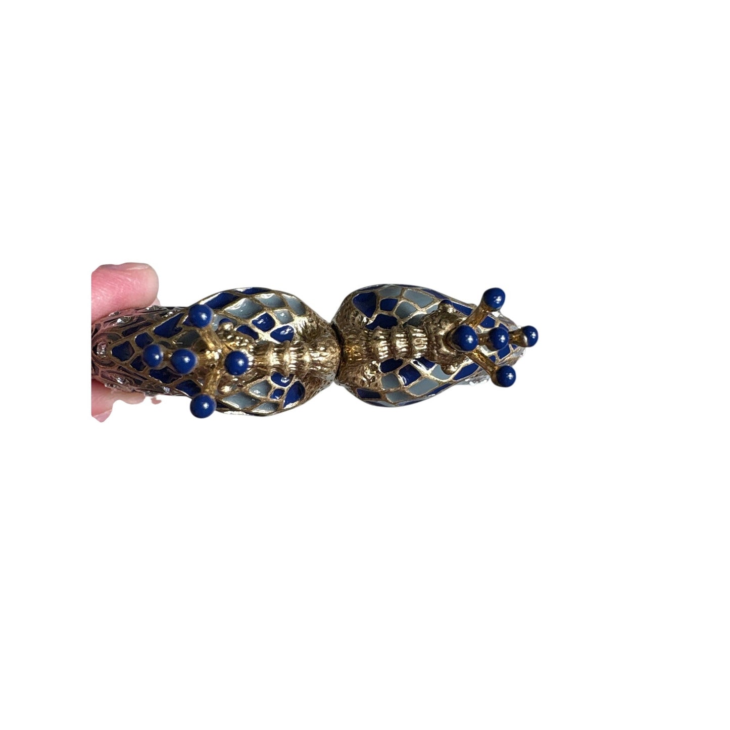Vintage Gold Plated Peacock Bangle with Faux Saphires and Diamonds
